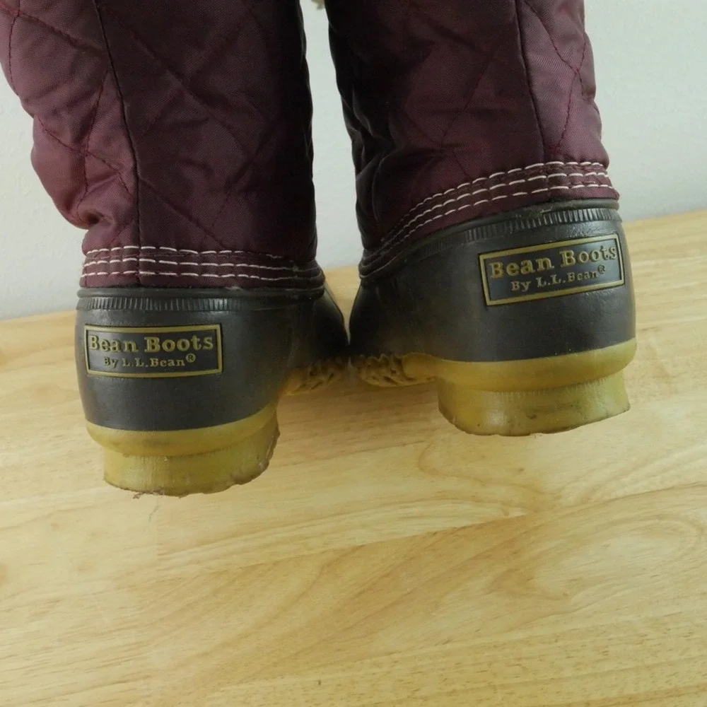 LL Bean Quilted Duck Boots Sherpa Lined Women 10 M USA Vintage Heritage Utility